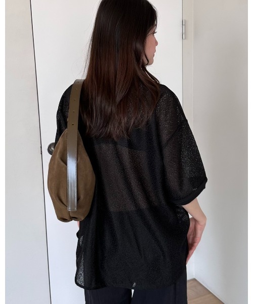 leimn（レイムン）の「5分袖シアーポロシャツ（Tシャツ/カットソー・レディース・アイボリー/ブラック・FREE）」の3枚目の写真