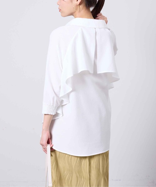 Chez toi（シェトワ）の「リネンタッチBACKフリルスキッパーシャツ（Tシャツ/カットソー・レディース・ベージュ/オフホワイト/ブラック/カーキ・FREE）」の13枚目の写真