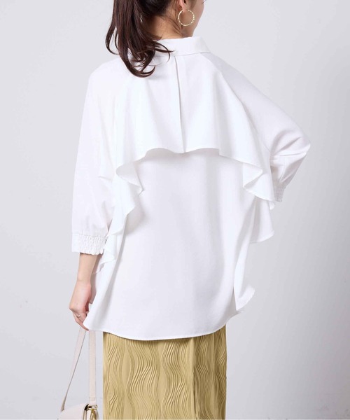 Chez toi（シェトワ）の「リネンタッチBACKフリルスキッパーシャツ（Tシャツ/カットソー・レディース・ベージュ/オフホワイト/ブラック/カーキ・FREE）」の15枚目の写真