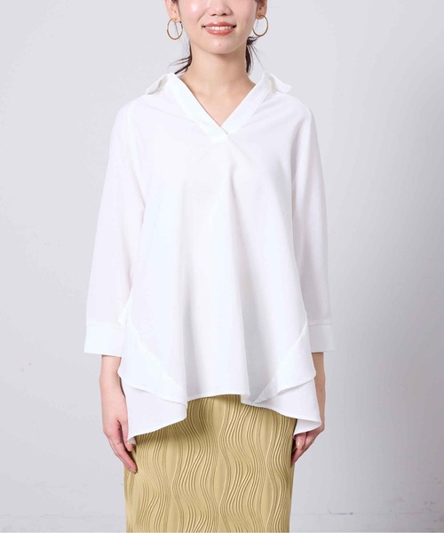 Chez toi（シェトワ）の「リネンタッチBACKフリルスキッパーシャツ（Tシャツ/カットソー・レディース・ベージュ/オフホワイト/ブラック/カーキ・FREE）」の17枚目の写真