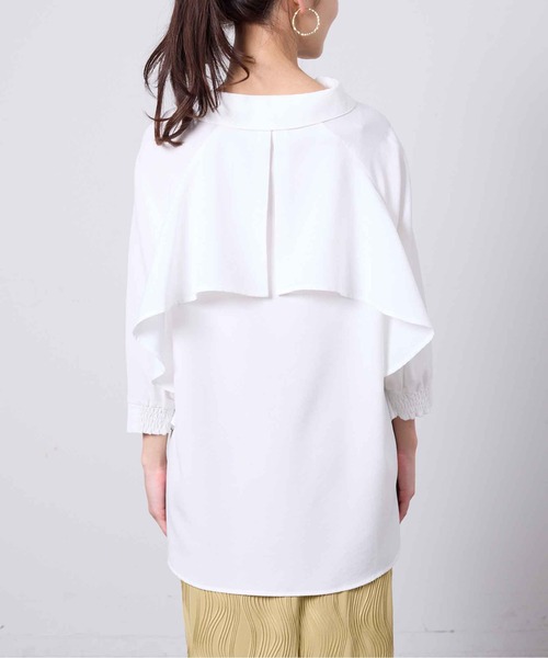 Chez toi（シェトワ）の「リネンタッチBACKフリルスキッパーシャツ（Tシャツ/カットソー・レディース・ベージュ/オフホワイト/ブラック/カーキ・FREE）」の18枚目の写真