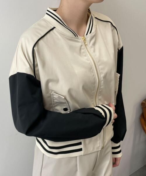 WEGO（ウィゴー）の「WEGO/配色デザインブルゾン（ブルゾン・レディース・アイボリー/ピンク/ブラック・FREE）」の5枚目の写真
