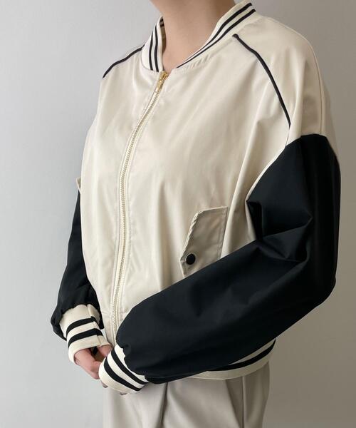 WEGO（ウィゴー）の「WEGO/配色デザインブルゾン（ブルゾン・レディース・アイボリー/ピンク/ブラック・FREE）」の6枚目の写真