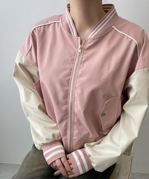 WEGO（ウィゴー）の「WEGO/配色デザインブルゾン（ブルゾン・レディース・アイボリー/ピンク/ブラック・FREE）」の7枚目の写真