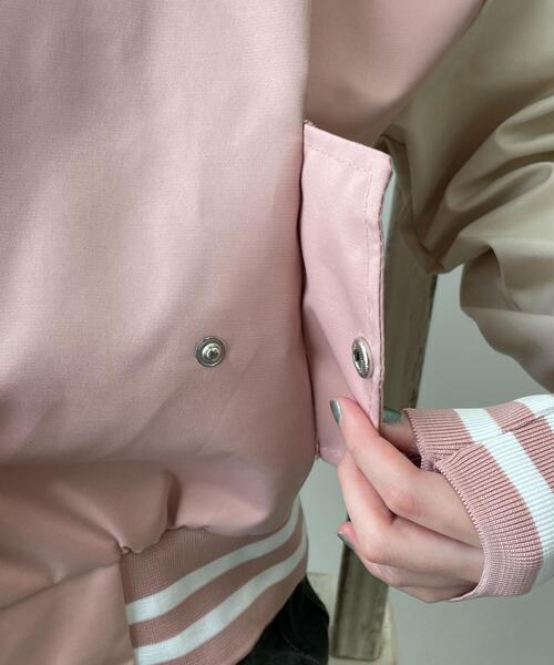 WEGO（ウィゴー）の「WEGO/配色デザインブルゾン（ブルゾン・レディース・アイボリー/ピンク/ブラック・FREE）」の9枚目の写真