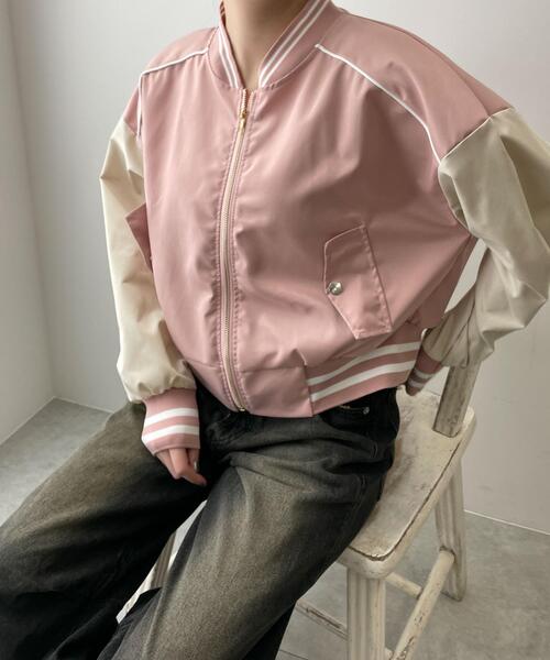 WEGO（ウィゴー）の「WEGO/配色デザインブルゾン（ブルゾン・レディース・アイボリー/ピンク/ブラック・FREE）」の10枚目の写真