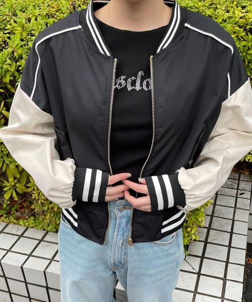 WEGO（ウィゴー）の「WEGO/配色デザインブルゾン（ブルゾン・レディース・アイボリー/ピンク/ブラック・FREE）」の11枚目の写真