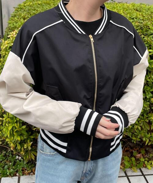 WEGO（ウィゴー）の「WEGO/配色デザインブルゾン（ブルゾン・レディース・アイボリー/ピンク/ブラック・FREE）」の13枚目の写真