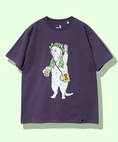 go slow caravan(ゴースローキャラバン)の「USA/C フェス猫TEE(Tシャツ/カットソー・メンズ・ホワイト/バイオレット・SMALL/MEDIUM/LARGE/X-LARGE)」の2枚目の写真