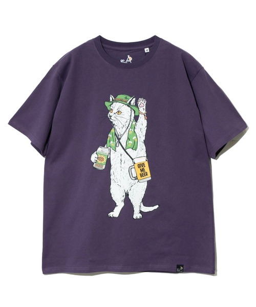go slow caravan(ゴースローキャラバン)の「USA/C フェス猫TEE(Tシャツ/カットソー・メンズ・ホワイト/バイオレット・SMALL/MEDIUM/LARGE/X-LARGE)」の4枚目の写真
