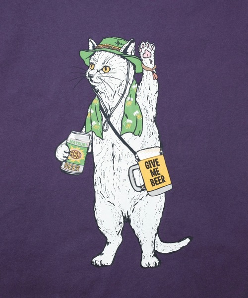 go slow caravan(ゴースローキャラバン)の「USA/C フェス猫TEE(Tシャツ/カットソー・メンズ・ホワイト/バイオレット・SMALL/MEDIUM/LARGE/X-LARGE)」の6枚目の写真