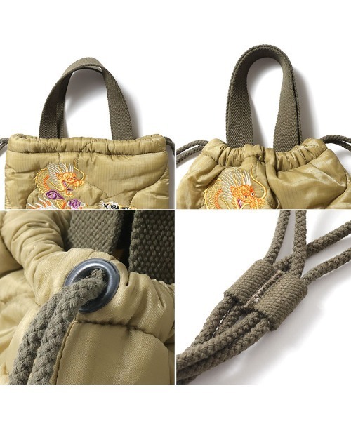 HOUSTON キルティングサコッシュ 巾着 エフェクトバッグ アラスカ白熊刺繍 HOUSTON キルティングサコッシュ 巾着 エフェクトバッグ