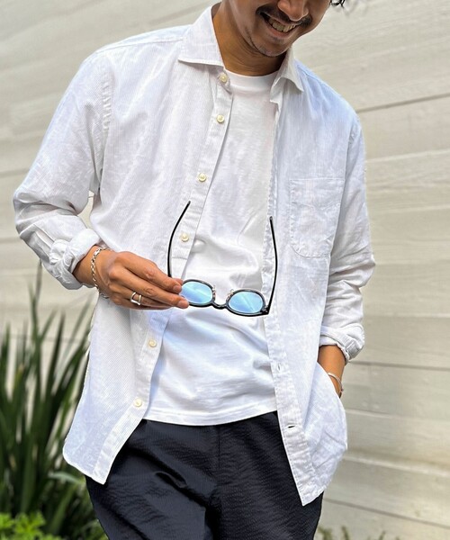 NOLLEY’S（ノーリーズ）の「リネンブレンド カッタウェイシャツ（シャツ/ブラウス・メンズ・ネイビー/オレンジ/グレー系その他/ミント・S/M/L/XL）」の2枚目の写真