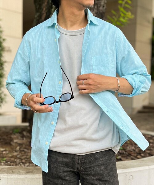 NOLLEY’S（ノーリーズ）の「リネンブレンド カッタウェイシャツ（シャツ/ブラウス・メンズ・ネイビー/オレンジ/グレー系その他/ミント・S/M/L/XL）」の3枚目の写真