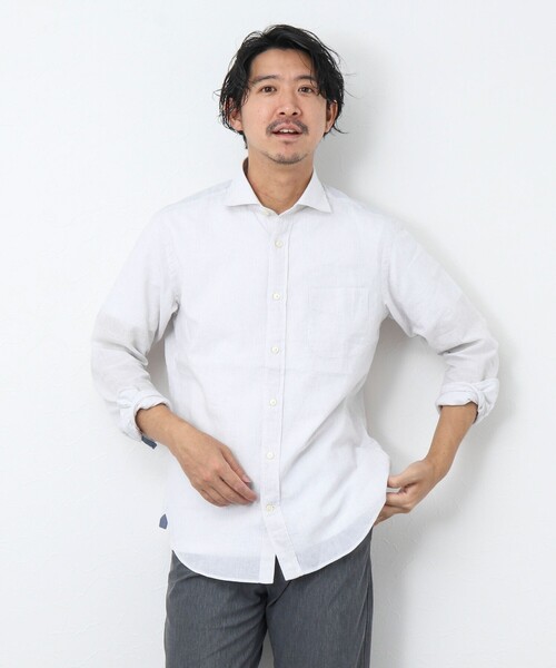 NOLLEY’S（ノーリーズ）の「リネンブレンド カッタウェイシャツ（シャツ/ブラウス・メンズ・ネイビー/オレンジ/グレー系その他/ミント・S/M/L/XL）」の8枚目の写真