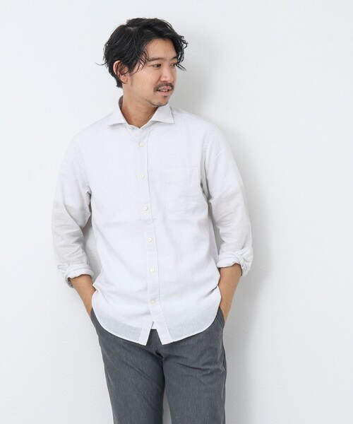 NOLLEY’S（ノーリーズ）の「リネンブレンド カッタウェイシャツ（シャツ/ブラウス・メンズ・ネイビー/オレンジ/グレー系その他/ミント・S/M/L/XL）」の9枚目の写真