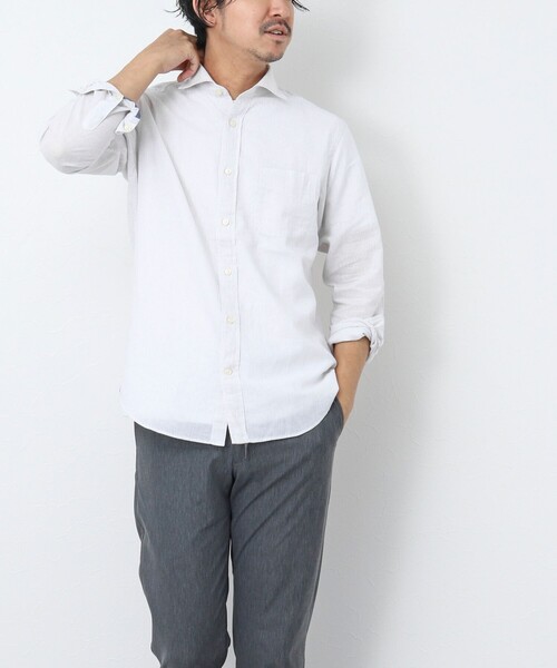 NOLLEY’S（ノーリーズ）の「リネンブレンド カッタウェイシャツ（シャツ/ブラウス・メンズ・ネイビー/オレンジ/グレー系その他/ミント・S/M/L/XL）」の10枚目の写真