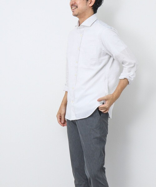 NOLLEY’S（ノーリーズ）の「リネンブレンド カッタウェイシャツ（シャツ/ブラウス・メンズ・ネイビー/オレンジ/グレー系その他/ミント・S/M/L/XL）」の11枚目の写真