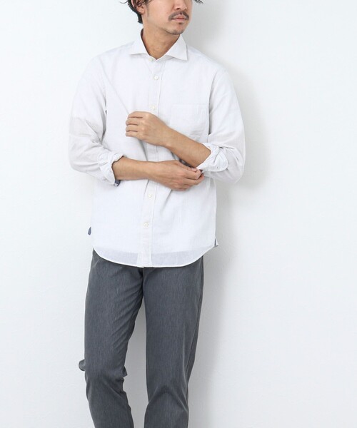 NOLLEY’S（ノーリーズ）の「リネンブレンド カッタウェイシャツ（シャツ/ブラウス・メンズ・ネイビー/オレンジ/グレー系その他/ミント・S/M/L/XL）」の12枚目の写真