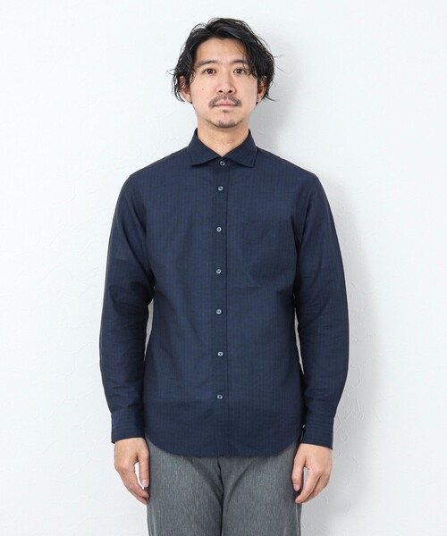 NOLLEY’S（ノーリーズ）の「リネンブレンド カッタウェイシャツ（シャツ/ブラウス・メンズ・ネイビー/オレンジ/グレー系その他/ミント・S/M/L/XL）」の18枚目の写真