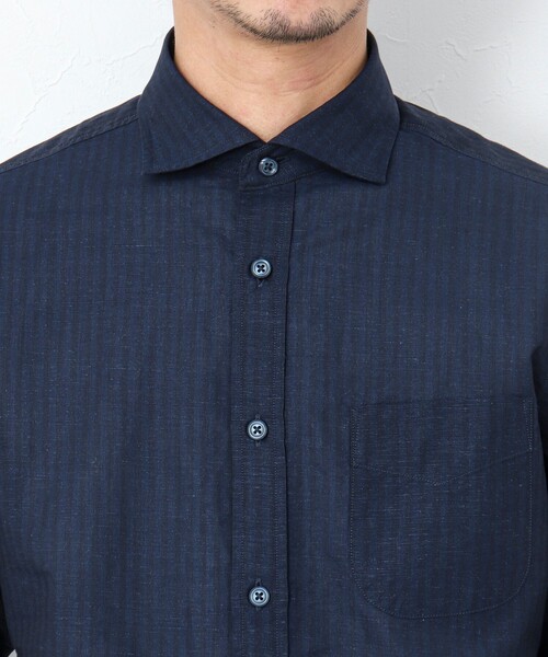 NOLLEY’S（ノーリーズ）の「リネンブレンド カッタウェイシャツ（シャツ/ブラウス・メンズ・ネイビー/オレンジ/グレー系その他/ミント・S/M/L/XL）」の21枚目の写真