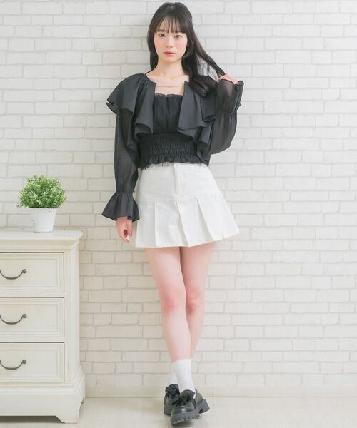 ems excite(エムズエキサイト)の「チュールキャミ&ボレロSET(シャツ/ブラウス・レディース・ライトグレー/ナチュラル/ブラック・FREE)」の21枚目の写真
