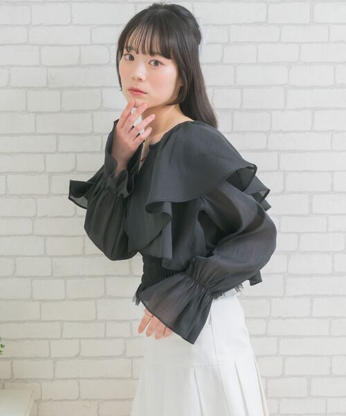 ems excite(エムズエキサイト)の「チュールキャミ&ボレロSET(シャツ/ブラウス・レディース・ライトグレー/ナチュラル/ブラック・FREE)」の18枚目の写真