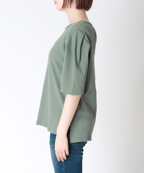 tシャツ 背中空きショルダータックトップス レディース セール】背中空きショルダータックトップス（Tシャツ/カットソー