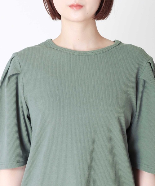 セール】背中空きショルダータックトップス（Tシャツ/カットソー