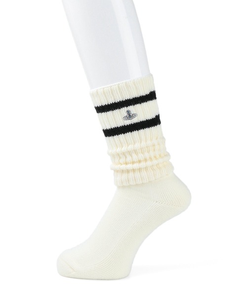 Vivienne Westwood ACCESSORIES(ヴィヴィアンウエストウッドアクセサリー)の「シンカーパイル メンズ ルーズソックス【149970 372WM】(ソックス/靴下・メンズ・ブラック/オフホワイト・25-27)」の1枚目の写真