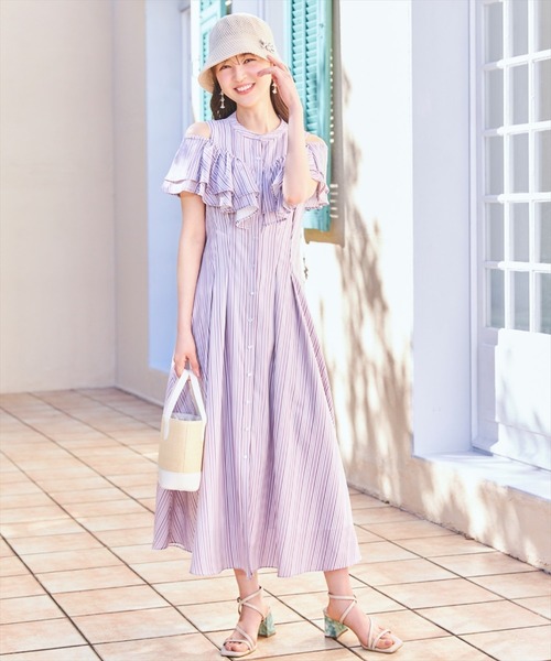 【新品、未使用】ウィルセレクション ストライプ フリル ワンピース WILLSELECTION（ウィルセレクション）の「マルチストライプ