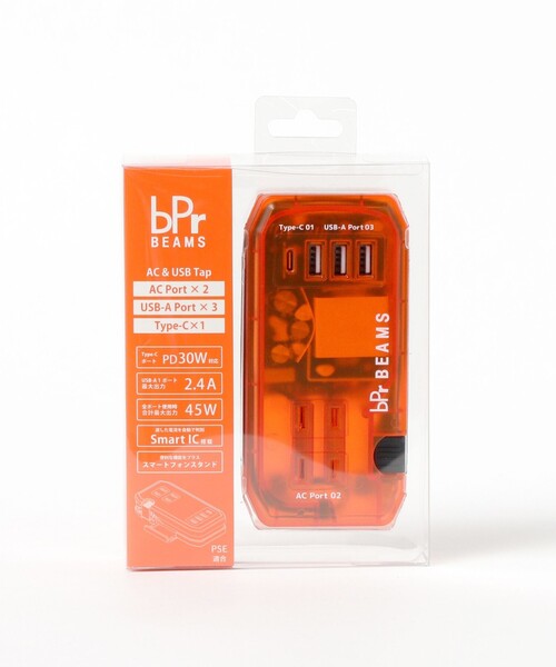 bpr BEAMS（ビーピーアール ビームス ）の「AC＆USB タップ スケルトン（スマホグッズ・メンズ・オレンジ・ONE SIZE）」の22枚目の写真