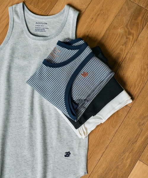 BAYFLOW（ベイフロー）の「≪新色入荷≫[着やすさ抜群]ワッフルタンクトップ（タンクトップ・メンズ・グレー系/ネイビー系/ブラック/オフホワイト/グレー/ライトブルー/ピンク・MEDIUM/LARGE）」の5枚目の写真