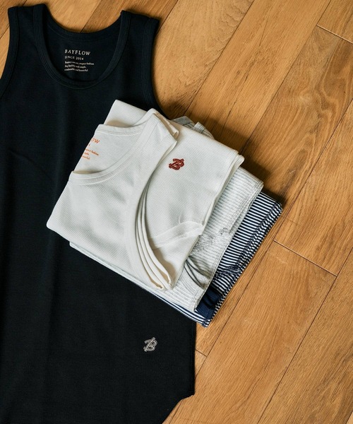 BAYFLOW（ベイフロー）の「≪新色入荷≫[着やすさ抜群]ワッフルタンクトップ（タンクトップ・メンズ・グレー系/ネイビー系/ブラック/オフホワイト/グレー/ライトブルー/ピンク・MEDIUM/LARGE）」の3枚目の写真