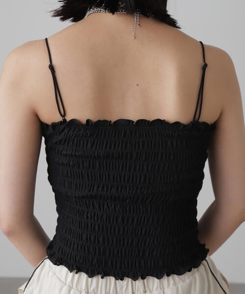 FREE'S MART（フリーズマート）の「◆[カップ取り外し可]カップ付シャーリングベアキャミソール（キャミソール・レディース・ホワイト/グレー/ブラック・FREE）」の4枚目の写真