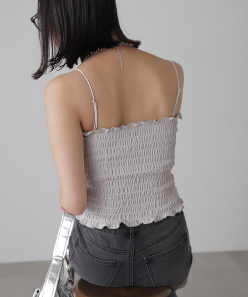 FREE'S MART（フリーズマート）の「◆[カップ取り外し可]カップ付シャーリングベアキャミソール（キャミソール・レディース・ホワイト/グレー/ブラック・FREE）」の13枚目の写真