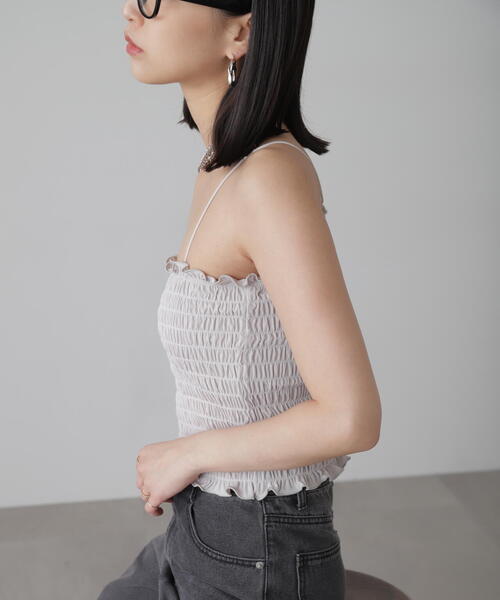 FREE'S MART（フリーズマート）の「◆[カップ取り外し可]カップ付シャーリングベアキャミソール（キャミソール・レディース・ホワイト/グレー/ブラック・FREE）」の14枚目の写真