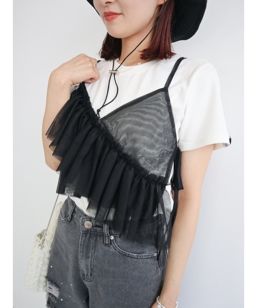 JUMELLE(ジュメロ)の「asymu frill buister(チューブトップ・レディース・ブラック/アイボリー・MEDIUM)」の3枚目の写真