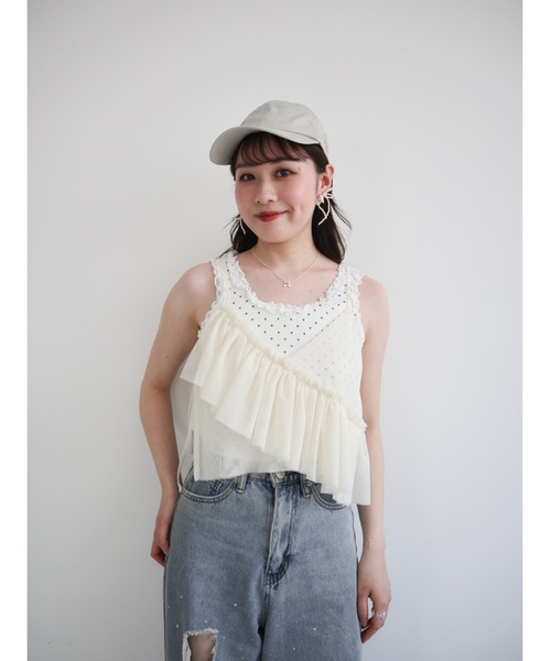 【新品タグ付】jumelle ジュメロ　フリルジップアップスウェット　グレー asymu frill buister（チューブトップ）｜jumelle（ジュメロ）の