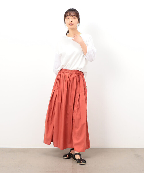 ONIGIRI（オニギリ）の「ギャザースカート（スカート・レディース・チャコール/オレンジ/ターコイズブルー/ベージュ・FREE）」の8枚目の写真