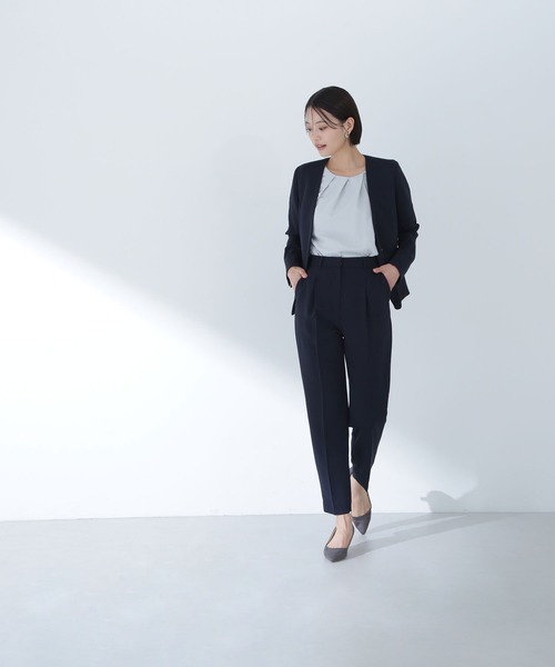 NATURAL BEAUTY BASIC（ナチュラルビューティーベーシック）の「◇ドビーツイル SETUP ノーカラージャケット（ノーカラージャケット・レディース・チャコールグレー/グレー/ネイビー・MEDIUM/SMALL/LARGE）」の10枚目の写真