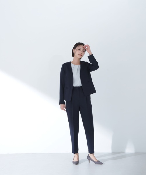 NATURAL BEAUTY BASIC（ナチュラルビューティーベーシック）の「◇ドビーツイル SETUP ノーカラージャケット（ノーカラージャケット・レディース・チャコールグレー/グレー/ネイビー・MEDIUM/SMALL/LARGE）」の11枚目の写真