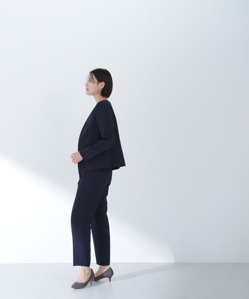 NATURAL BEAUTY BASIC（ナチュラルビューティーベーシック）の「◇ドビーツイル SETUP ノーカラージャケット（ノーカラージャケット・レディース・チャコールグレー/グレー/ネイビー・MEDIUM/SMALL/LARGE）」の4枚目の写真