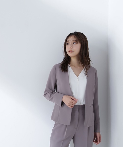 NATURAL BEAUTY BASIC（ナチュラルビューティーベーシック）の「◇ドビーツイル SETUP ノーカラージャケット（ノーカラージャケット・レディース・チャコールグレー/グレー/ネイビー・MEDIUM/SMALL/LARGE）」の21枚目の写真