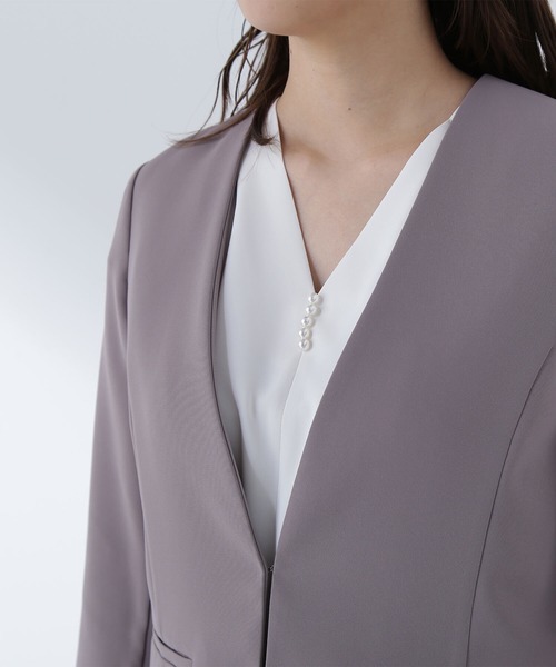 NATURAL BEAUTY BASIC（ナチュラルビューティーベーシック）の「◇ドビーツイル SETUP ノーカラージャケット（ノーカラージャケット・レディース・チャコールグレー/グレー/ネイビー・MEDIUM/SMALL/LARGE）」の15枚目の写真