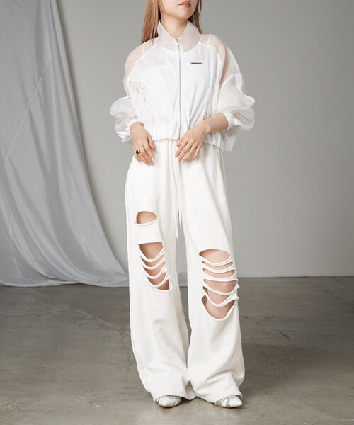 RAY CASSIN（レイカズン）の「メッシュ切り替えブルゾン（シャツ/ブラウス・レディース・ブラック/サックスブルー/ホワイト・FREE）」の6枚目の写真