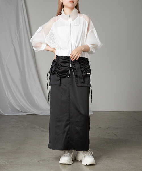 RAY CASSIN（レイカズン）の「メッシュ切り替えブルゾン（シャツ/ブラウス・レディース・ブラック/サックスブルー/ホワイト・FREE）」の10枚目の写真