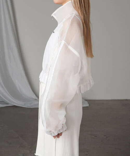 RAY CASSIN（レイカズン）の「メッシュ切り替えブルゾン（シャツ/ブラウス・レディース・ブラック/サックスブルー/ホワイト・FREE）」の14枚目の写真