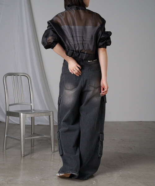 RAY CASSIN（レイカズン）の「メッシュ切り替えブルゾン（シャツ/ブラウス・レディース・ブラック/サックスブルー/ホワイト・FREE）」の22枚目の写真