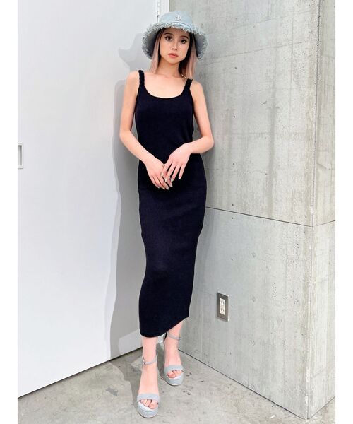 GYDA（ジェイダ）の「TWISTショルダーストラップソフトタッチロングワンピース（ワンピース・レディース・オフホワイト/ブラック・FREE）」の10枚目の写真